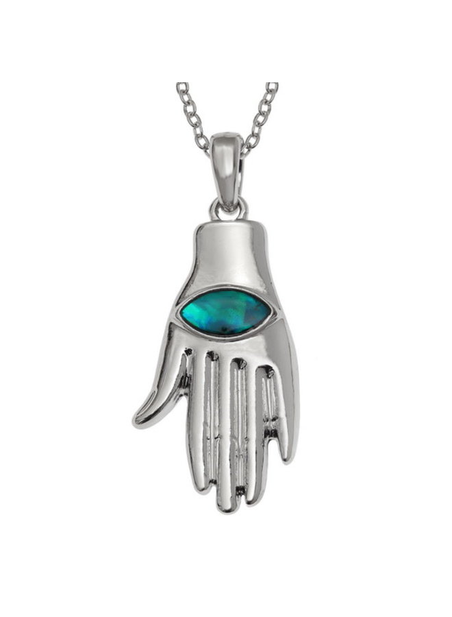 Hamsa Hand of Fatima Paua Shell Necklace 403