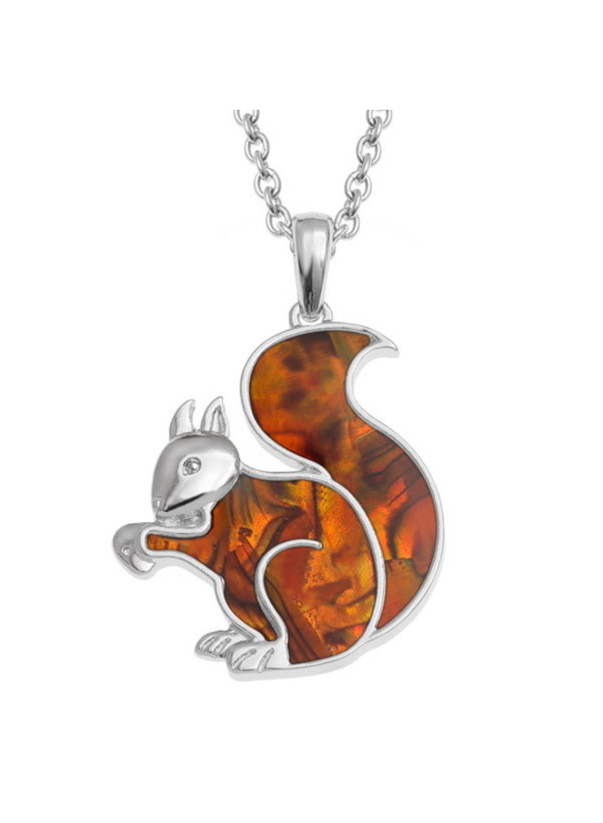 Red Squirrel  Paua Shell Necklace 405