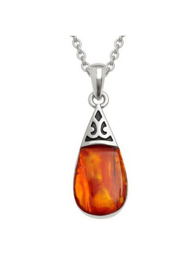 Päron Drop Amber Paua Shell Halsband 406