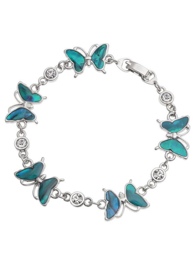 Butterfly & Crystal Blue Paua Shell Armband 415