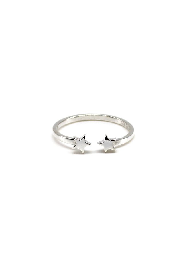 Mini anillo plata ajustable estrellas pequeño122