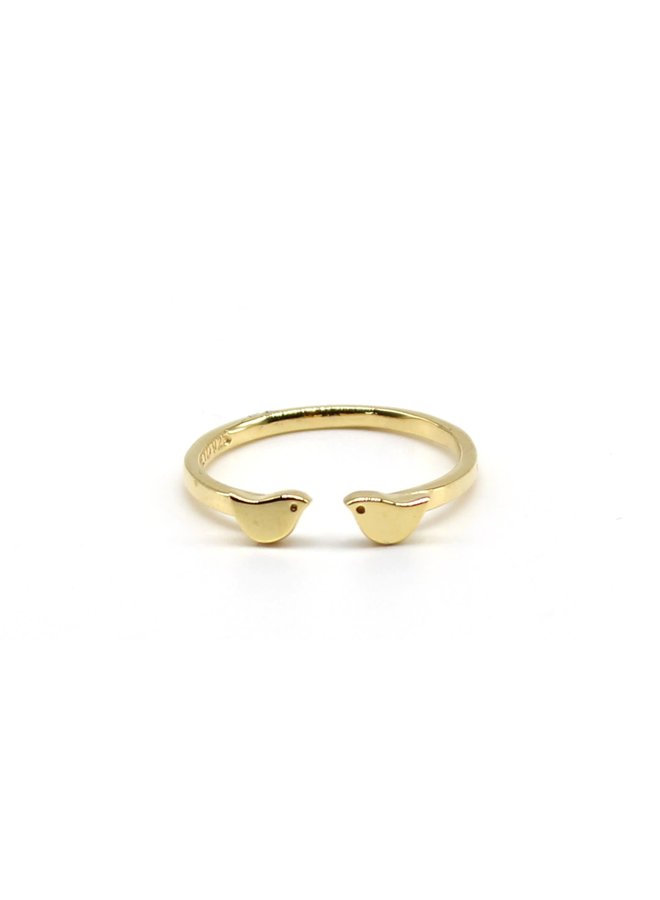 Anillo mini pájaros ajustable de oro vermeil mediano 127