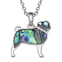 Collier Pug Dog Blue Paua Shell 425