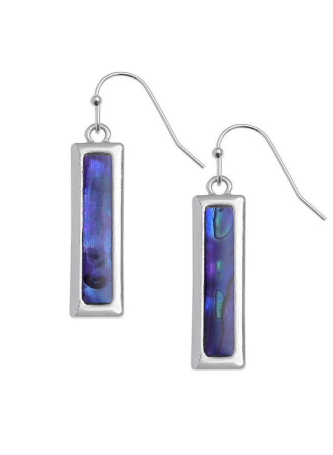 Rectangular Purple Paua Shell Earrings 423