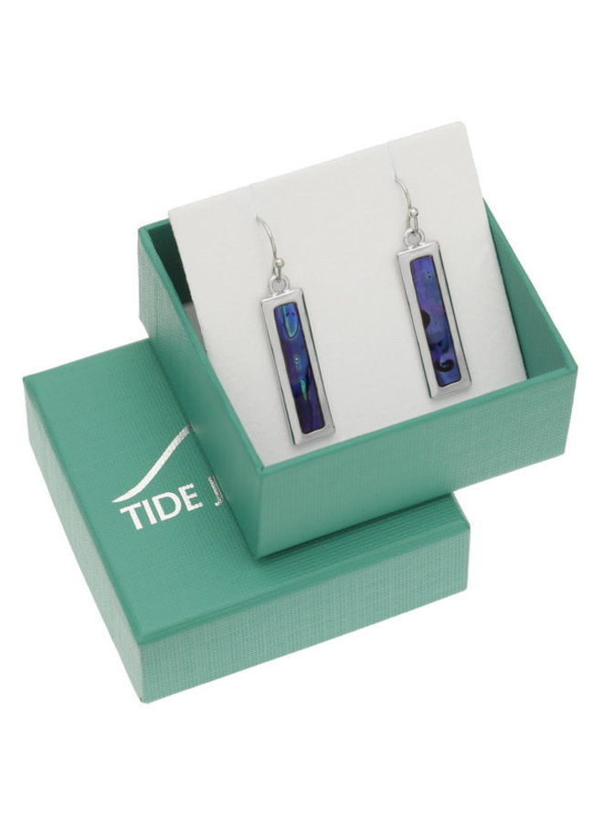 Rectangular Purple Paua Shell Earrings 423