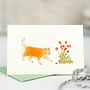 Cat Ginger and Flowers Mini Card 25