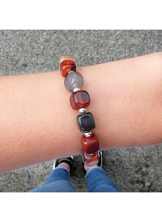 Autumn Agate Cubes Armband