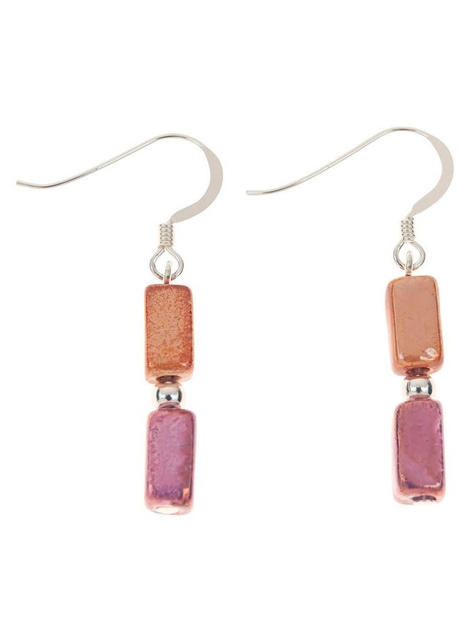 Boucles d'Oreilles Céramique Orange Sunburst / Violet 794A