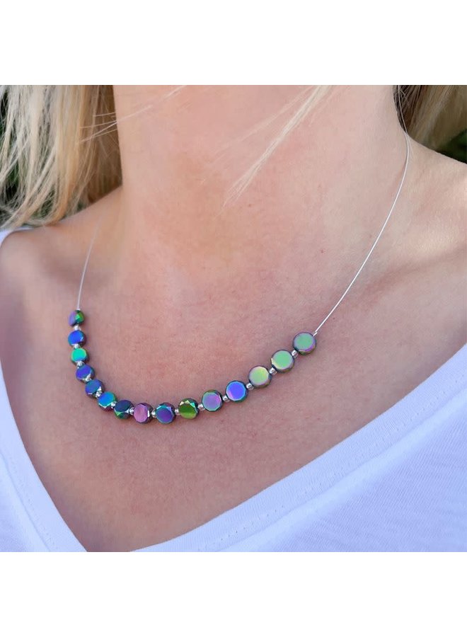 Spectrum Faceted Disc Links  Necklace