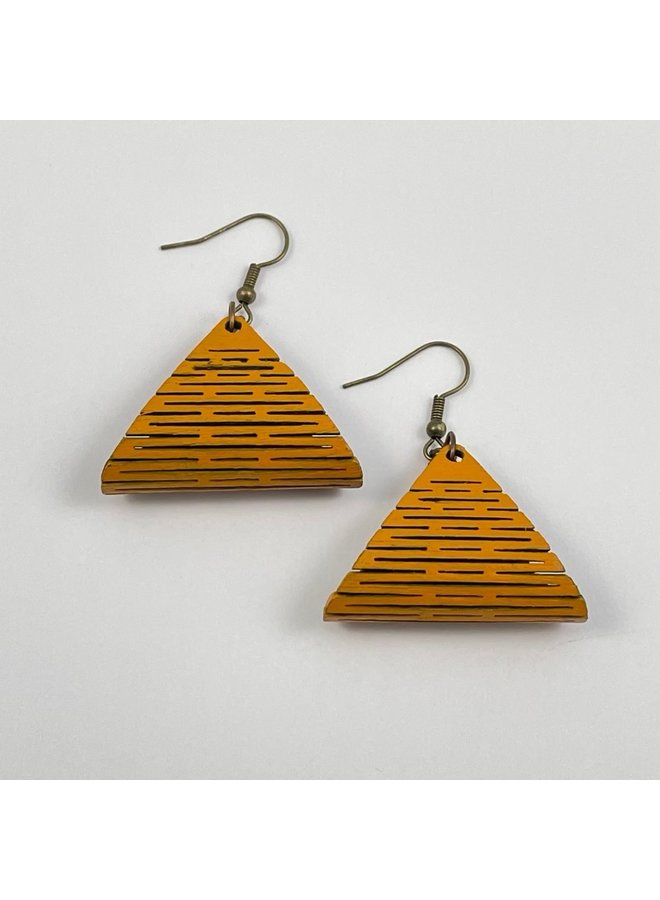 Boucles d'oreilles Birchwood Looped Moutarde et Marron 001