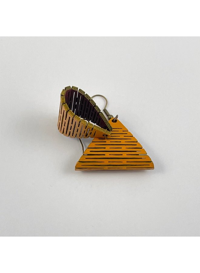 Boucles d'oreilles Birchwood Looped Moutarde et Marron 001