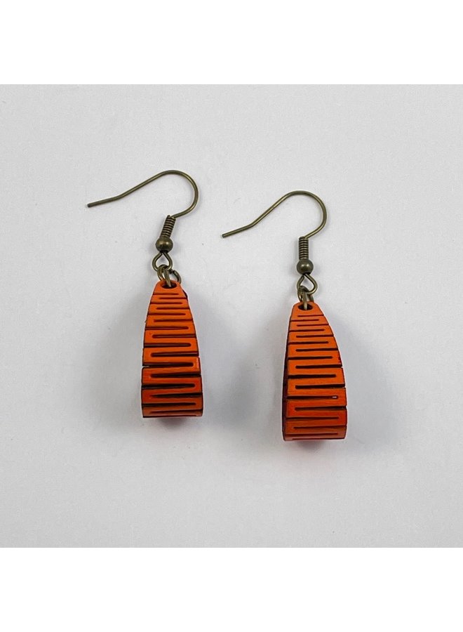 Boucles d'oreilles orange et marron Birchwood Short Looped 005