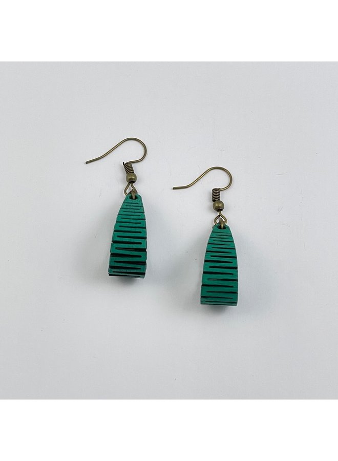 Birchwood Short Looped Teal Teardrop Earrings 012