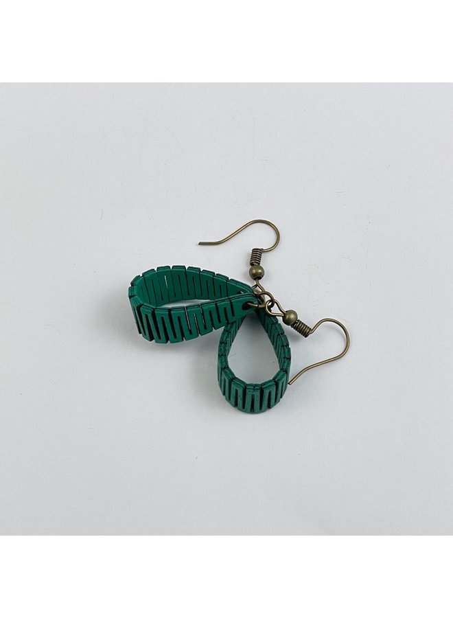 Birchwood Short Looped Teal Teardrop Earrings 012