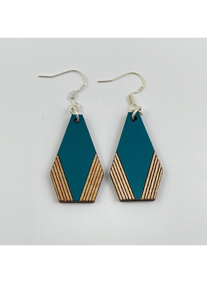 Birchwood Diamond Teal with Stripe Earrings 017