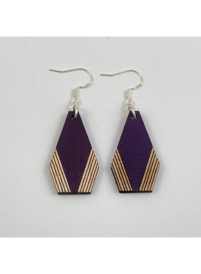 Boucles d'oreilles Birchwood Diamond Purple avec Stripe 022