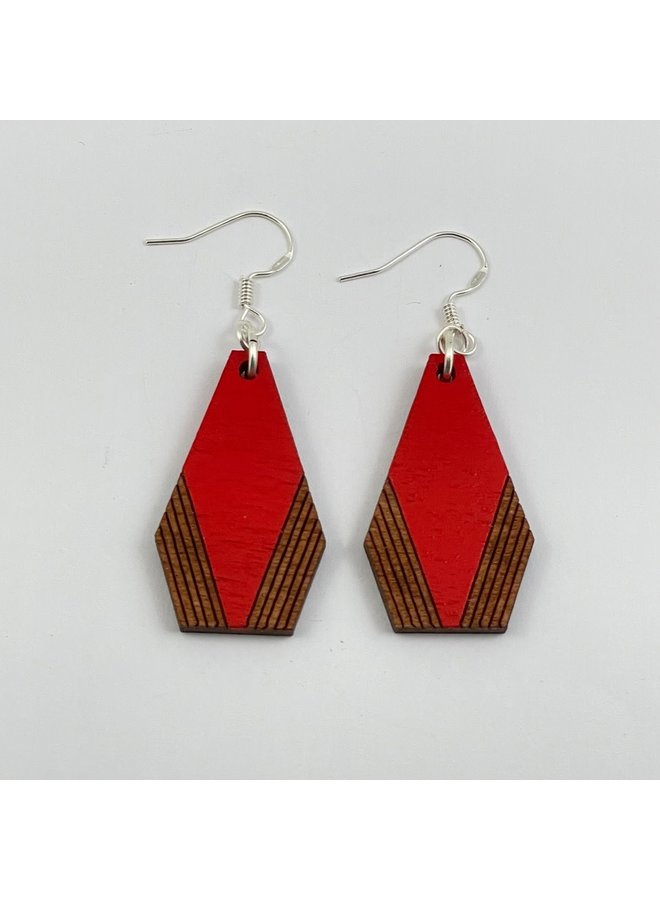 Birchwood Diamond Red with Stripe Earrings 026