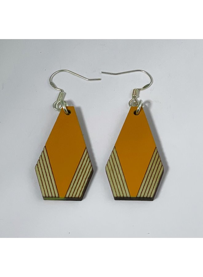 Birchwood Diamond Yellow with Stripe Earrings 025