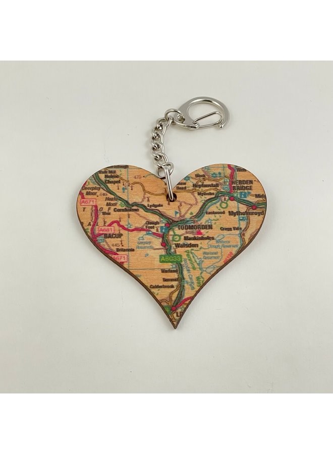 Todmorden Map Heart Keyring - 004