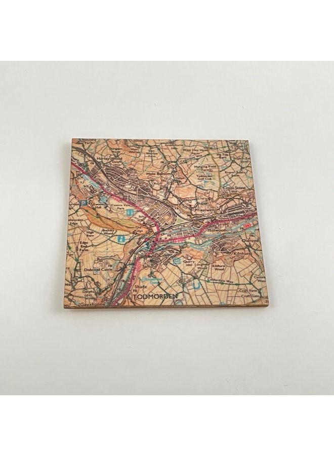 Posavasos con mapa de Todmorden - 002