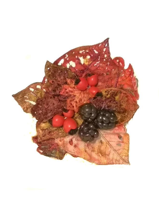 Winter Berries Hand Made embroidered brooch 092