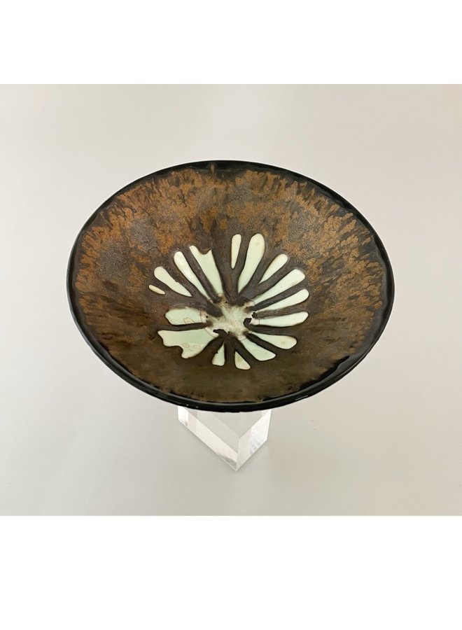 Bronze Bowl Form Ceramic Porcelain Raised on Perspex 14