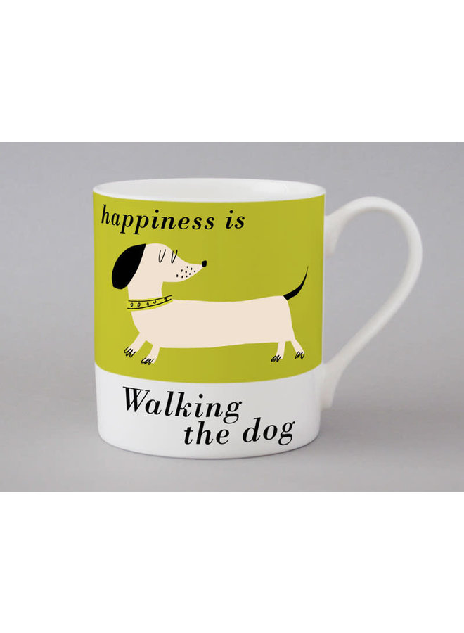 Doxie White Dog Large  Green Mug 196