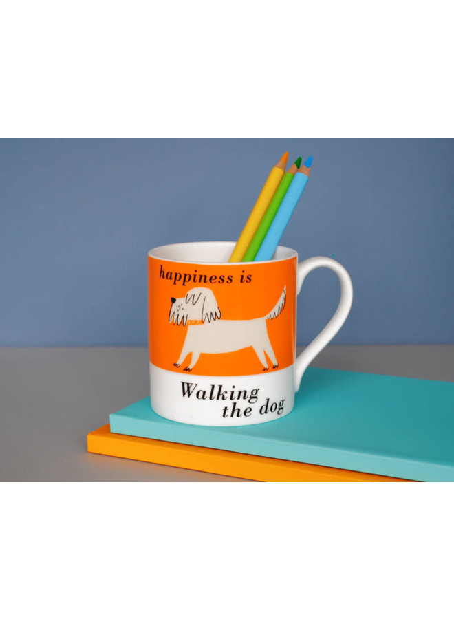 Scruffy White Dog Large Orange Mug 197