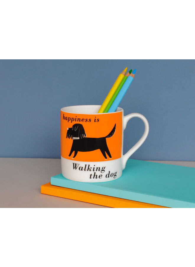 Scruffy Black Dog Large Orange Mug 198