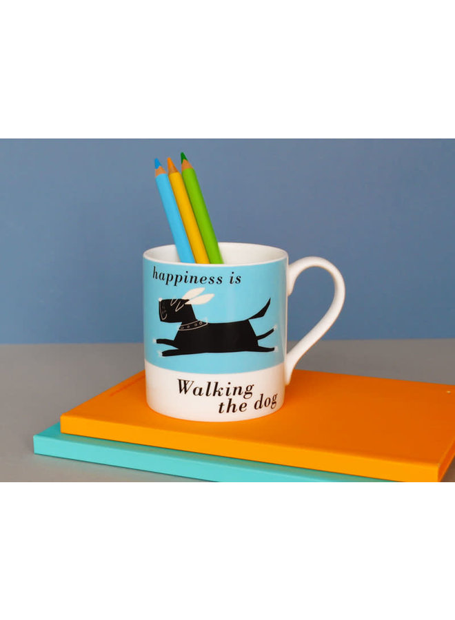 Leaping Black Dog Large Blue Mug 199