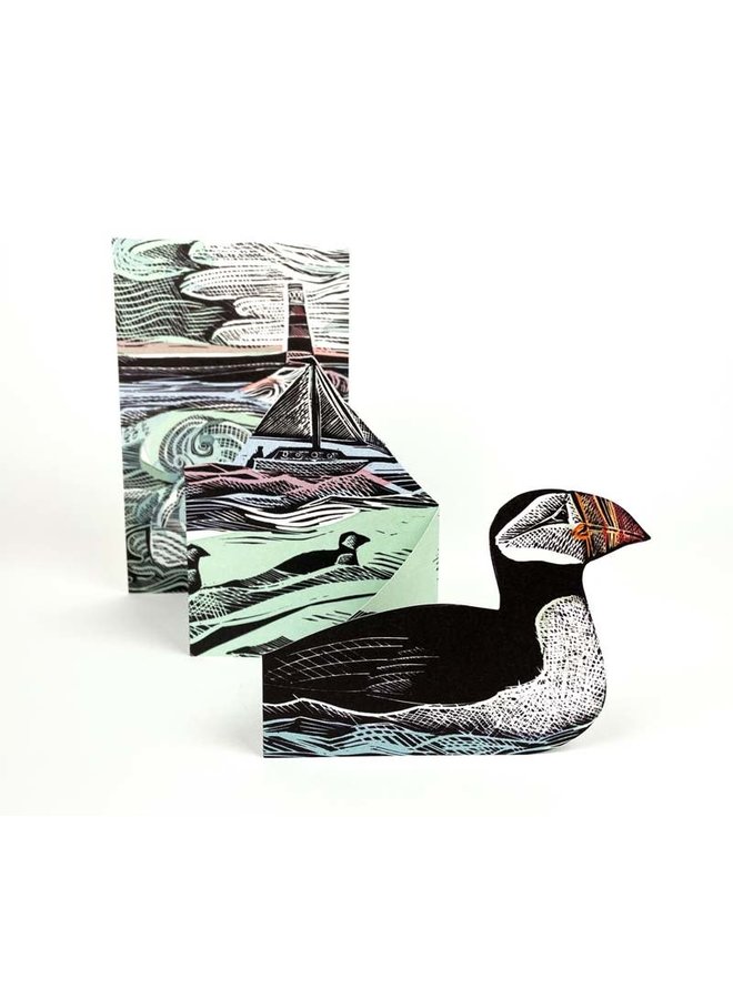 Puffins at Coquet Island 3D card by Angela Harding