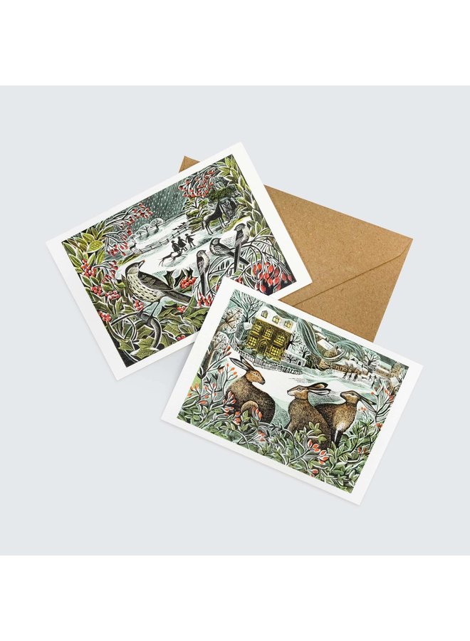 Holly Hedge und wir drei Hasen 10 Notizkarten von Angela Harding
