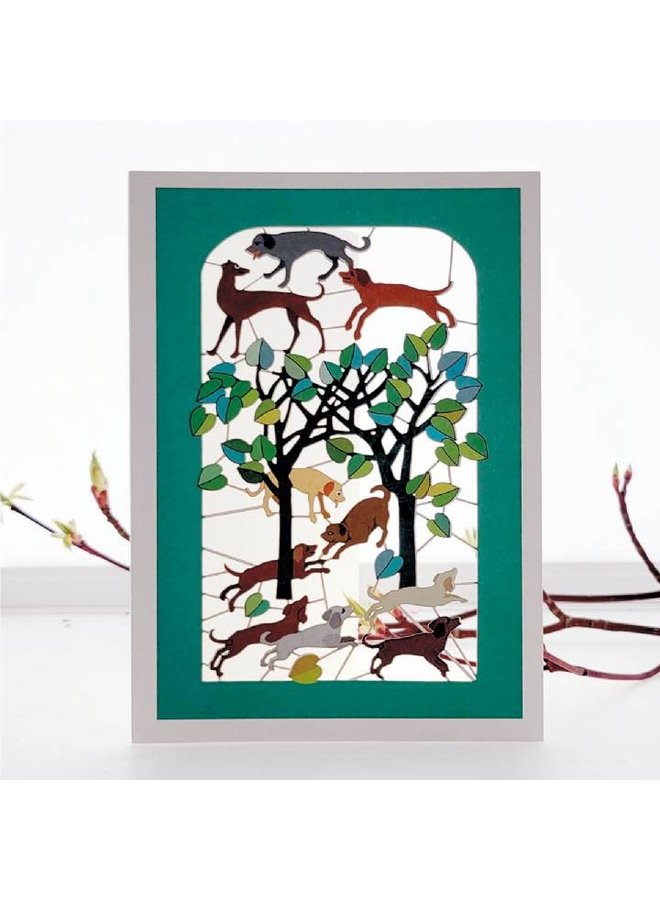 Dogs and Trees Laser cut card