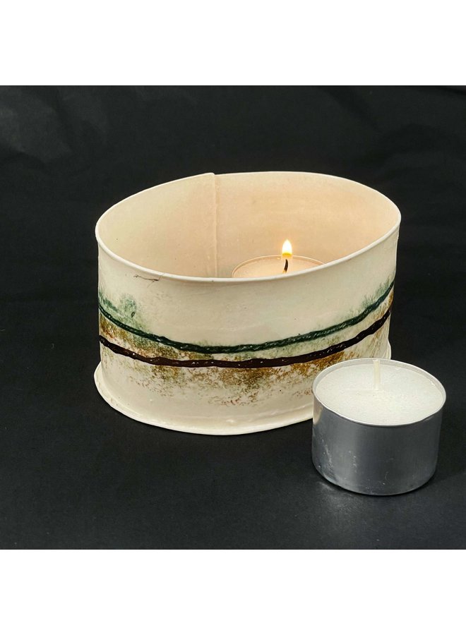 T Light porcelain two candle holder 05