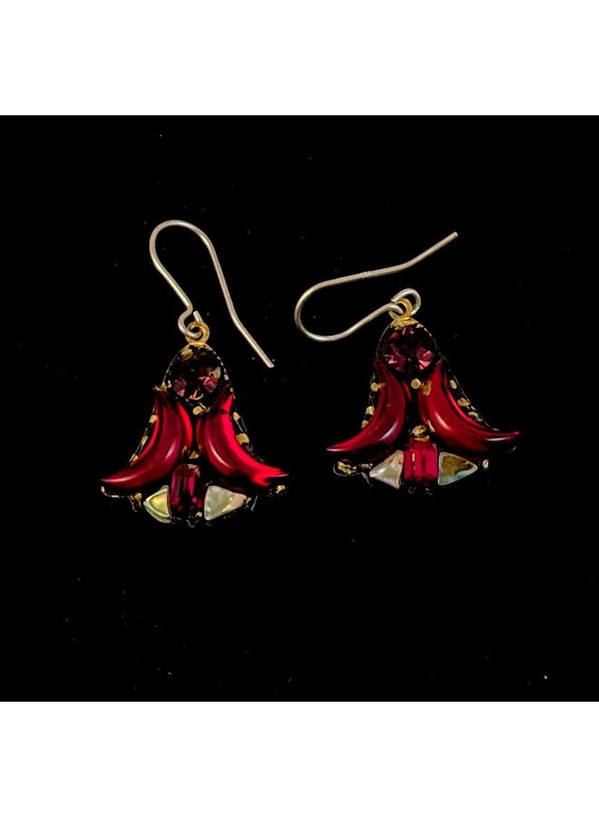 Aretes colgantes de lirio rojo intenso 376