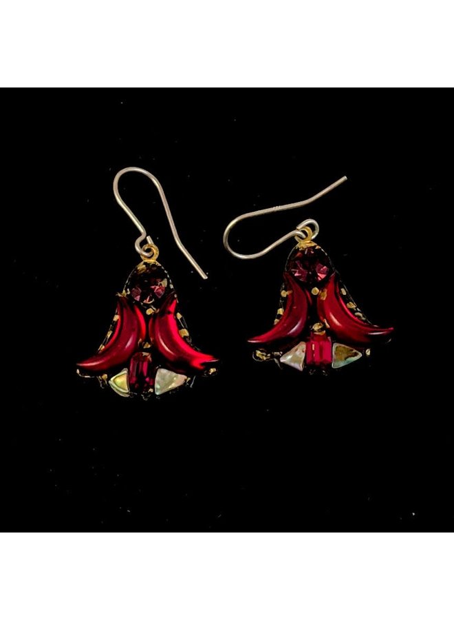 Deep Red Lily  Drop Earrings 376