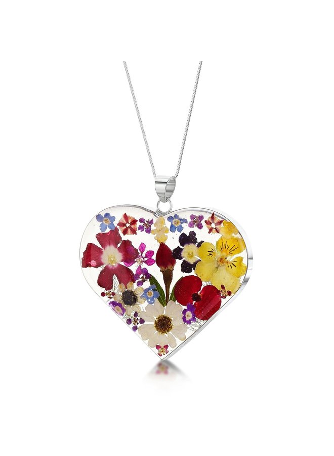 Heart Mixed Flower Large Pendant