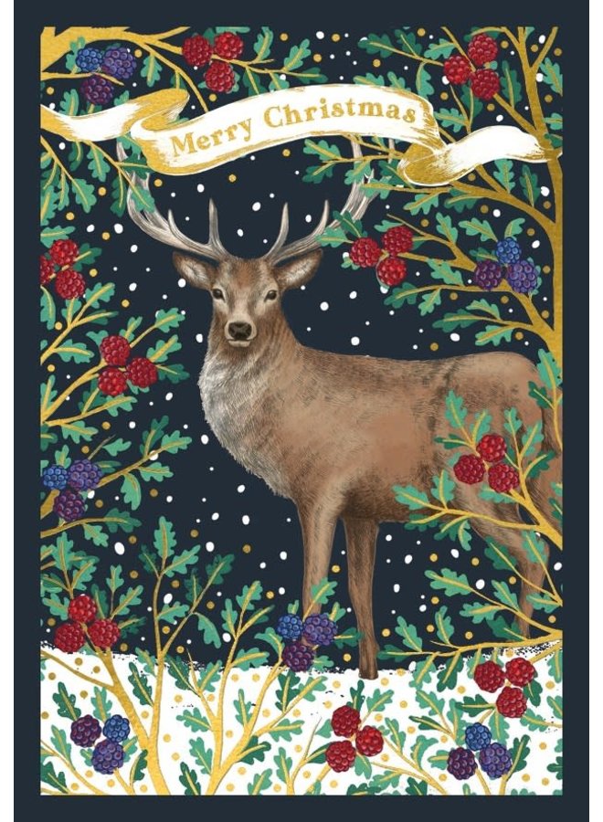 Stag & Berries Merry Christmas Card