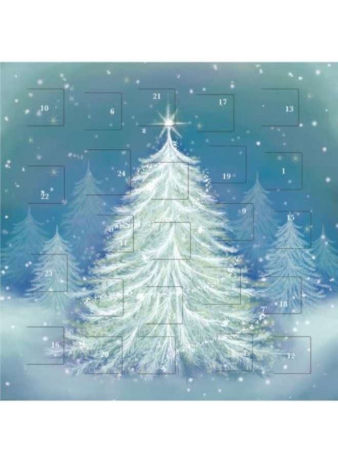 Frostat träd adventskalenderkort