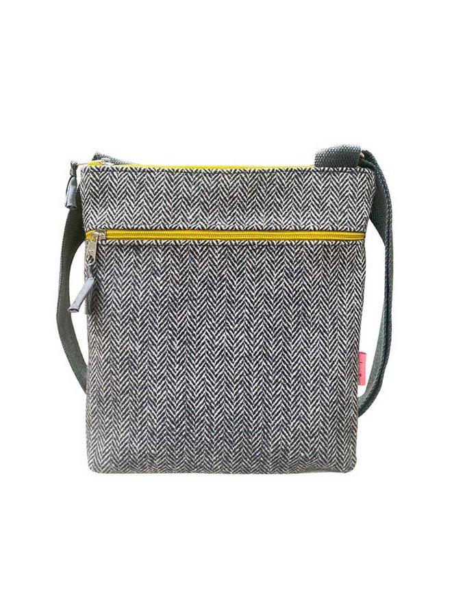 Messenger Cross Body Bag - Herringbone Grey 651