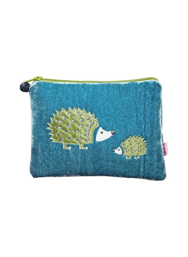 Hedgehog Velvet Purse - Lake Blue  657