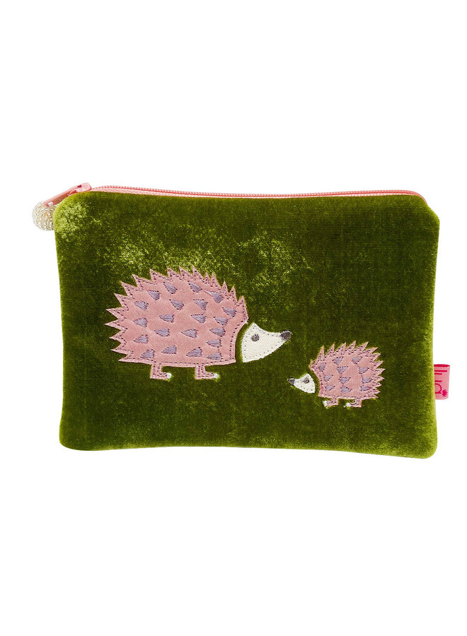 Hedgehog Velvet Purse - Olive  658