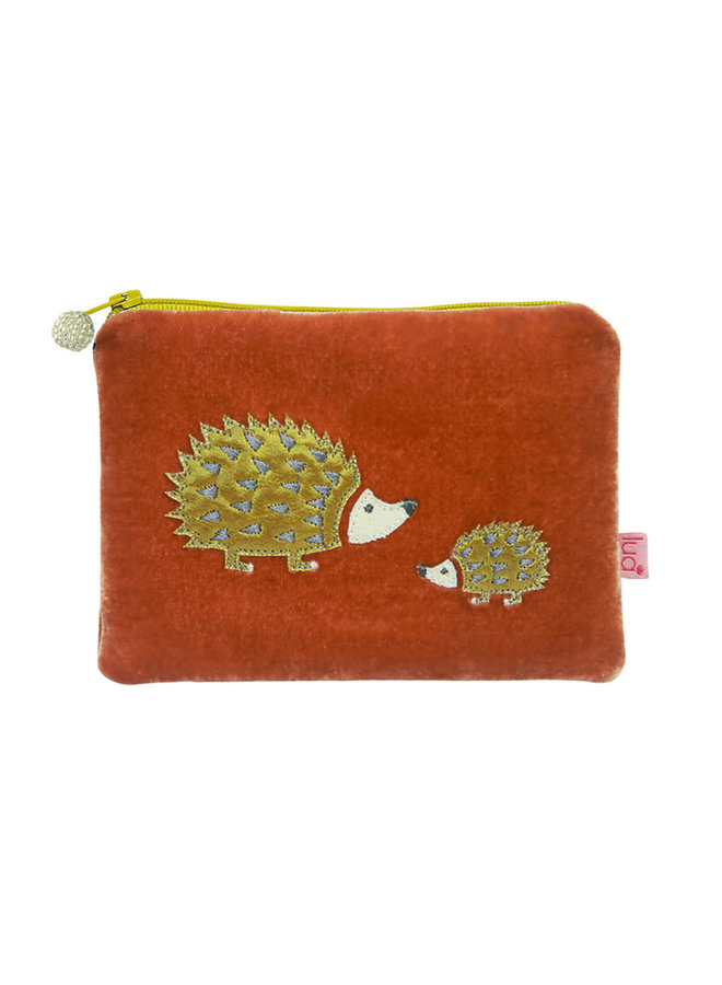 Hedgehog Velvet Purse - Dark Peach  659