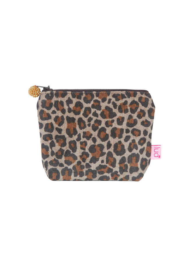 Mini Coin Corduroy Purse - Leopard  664