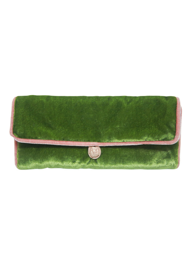 Velvet Jewellery Roll  - Olive 679