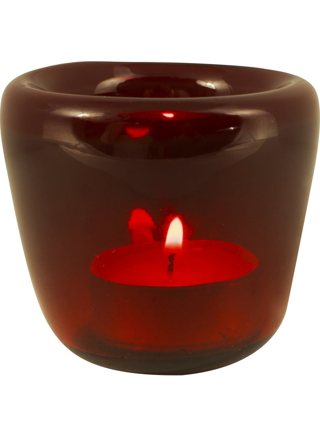Glass Handmade Tealight Holder - Guardsman's Red 09