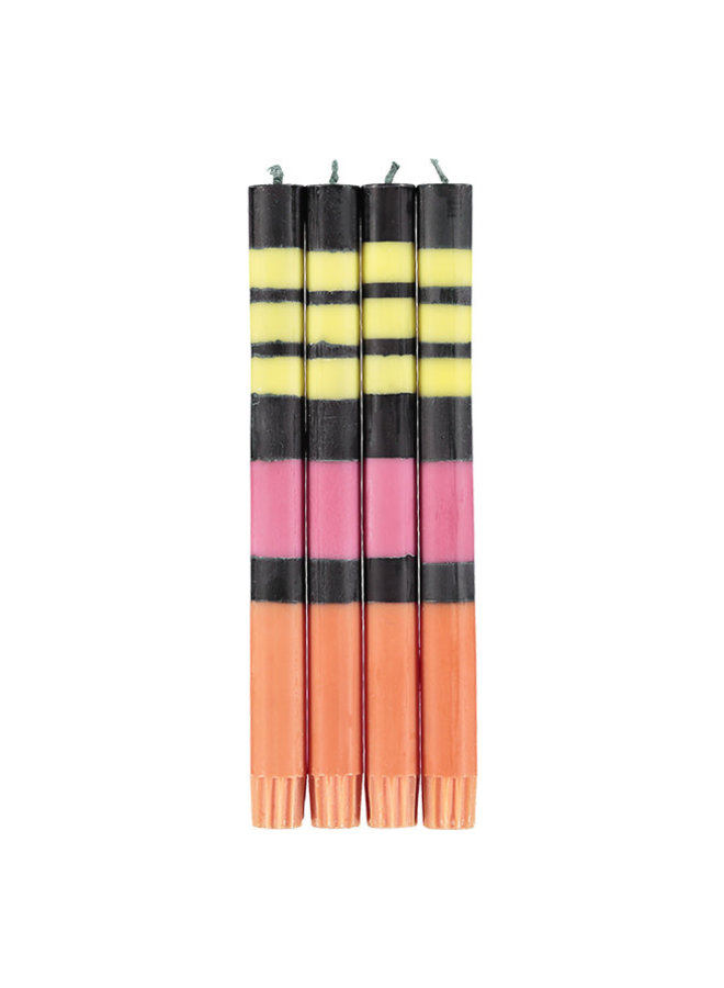 Striped Color Eco Dinner x4 Bougies Jet 01