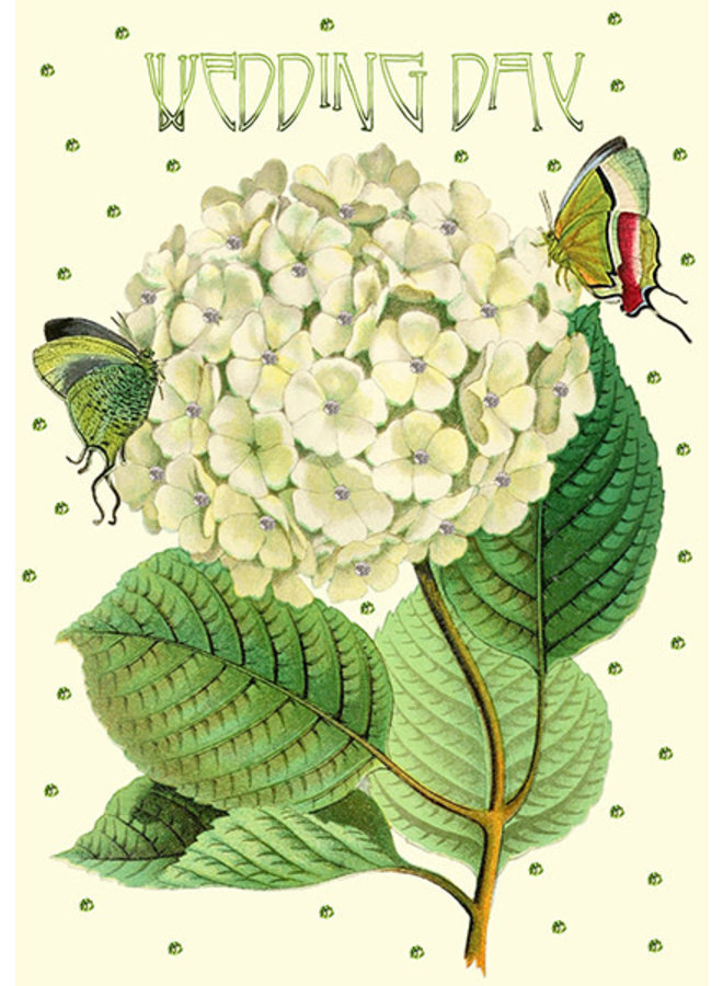 Wedding Day White Hydrangea glitter card