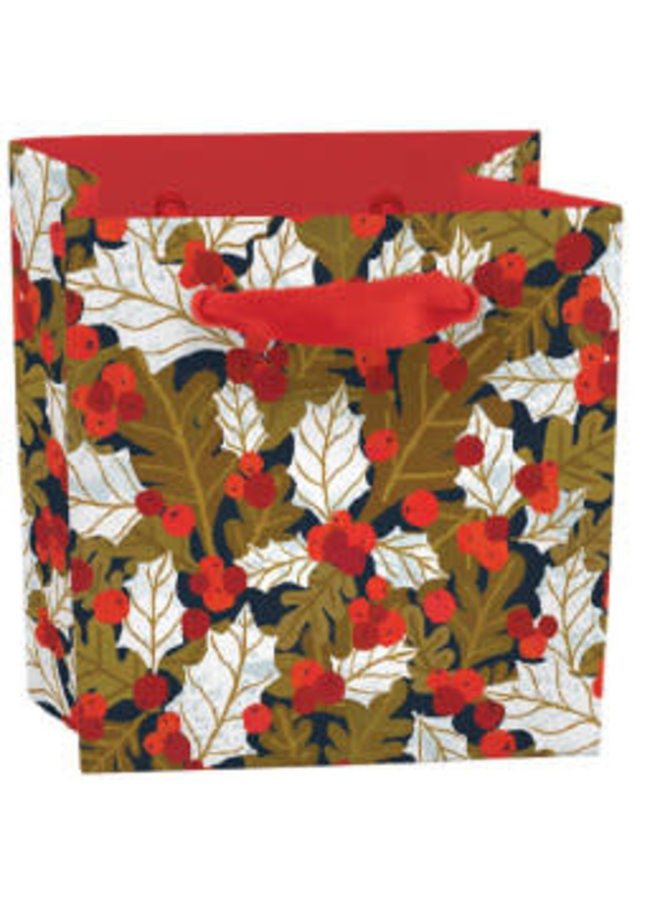 Mini-Tasche mit festlichen Blättern und Geschenkanhänger