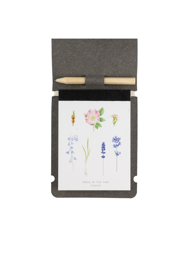 Botanical Gardeners Grey Notepad with Pencil